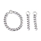304 Stainless Steel Curb Chains Bracelets & Dangle Huggie Hoop Earrings Sets(SJEW-JS01176)-1