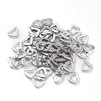 Tarnish Resistant 304 Stainless Steel Links connectors, Heart, Stainless Steel Color, 9.5x10.5x0.9mm, Hole: 1mm(STAS-F035-15)