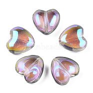 Transparent Electroplate Glass Beads, AB Color Plated
, Heart, Violet, 12x12x5.5mm, Hole: 1mm(GLAA-N035-030-K01)