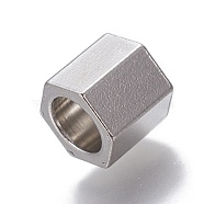 201 Stainless Steel Beads, Hexagonal Prism, Stainless Steel Color, 8x8x8mm, Hole: 5.5mm(X-STAS-P239-33P)