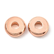 Brass Beads, Cadmium Free & Lead Free, Long-Lasting Plated, Disc, Rose Gold, 6x2mm, Hole: 1.8mm(KK-D032-01G-RG)