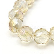 Electroplate Glass Beads, Full Rainbow Plated, Faceted, Round, Beige, 10mm, Hole: 1mm(X-EGLA-J015-10mm-07)
