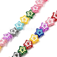 Handmade Lampwork Beads Strands, with Enamel, Star, Mixed Color, 13x12~13x6~6.5mm, Hole: 1.2mm, about 33pcs/strand, 14.57''(37cm)(LAMP-R145-02)