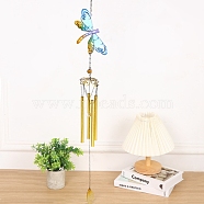 Iron Dragonfly Wind Chime Kit, with Aluminum Tube, with Glass, Gold, 810mm(HJEW-TAC0008-02)