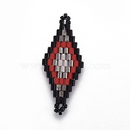 MIYUKI & TOHO Handmade Japanese Seed Beads Links, Loom Pattern, Rhombus, Colorful, 31.4~33x12.7~13.4x1.6~1.7mm, Hole: 1~1.4mm(SEED-E004-F33)