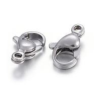 304 Stainless Steel Lobster Claw Clasps, Parrot Trigger Clasps, Stainless Steel Color, 11x7x3.5mm, Hole: 1.4mm(STAS-F182-01P-E)