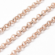 Brass Rolo Chains, Belcher Chain, Soldered, Lead Free & Nickel Free & Cadmium Free, Real Rose Gold Plated, 2x0.5mm(CHC-P0006-05A-RG-NR)