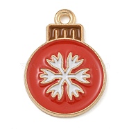 Christmas Theme Alloy Enamel Pendants, Light Gold, Lead Free & Cadmium Free, Snowflake, 22x16x1.2mm, Hole: 1.8mm(ENAM-Z019-01I)