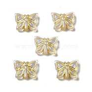 UV Plating Acrylic Beads, Golden Metal Enlaced, Butterfly, Clear, 11x14.5x5mm, Hole: 1.8mm, about 740pcs/500g(MACR-J123-21B)