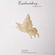 Computerized Embroidery Cloth Iron On/Sew On Patches, Costume Accessories, Butterfly, Beige, 85x58mm(BUER-PW0001-091C-04)