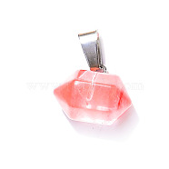 Cherry Quartz Glass Double Terminal Pointed Pendants, Faceted Bullet Charms, 10x16mm(PW-WG56774-11)