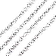 3.28 Feet 304 Stainless Steel Cable Chains, Unwelded, Oval, Stainless Steel Color, 4x3x0.8mm(X-CHS-R008-12)