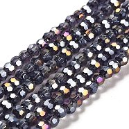 Electroplate Glass Beads Strands, AB Color Plated, Faceted(32 Facets), Round, Midnight Blue, 4mm, Hole: 0.5mm, about 100pcs/strand, 14.2 inch(EGLA-R016-4m-26)