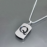 Titanium Steel Box Chain Necklaces, Rectangle with Letter Q Pendant Necklaces (YT2090-17)