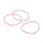 Round Cat Eye Beads Stretch Bracelets for Girl Women, Pink, Beads: 4~5mm, Inner Diameter: 2-1/4 inch(5.65cm)(BJEW-A117-A-12)