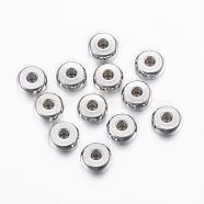 201 Stainless Steel Spacer Beads, Flat Round, Stainless Steel Color, 7x3mm, Hole: 2mm(STAS-H376-44)