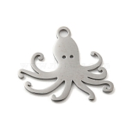 304 Stainless Steel Pendants, Laser Cut, Stainless Steel Color, Ocean Animal Charm, Octopus, 21x25.5x1mm, Hole: 2.5mm(STAS-B056-10P-01)