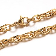 304 Stainless Steel Rope Chain Bracelets, with Lobster Clasps, Golden, 8-1/2 inch(215mm), 4mm(BJEW-L531-05G)