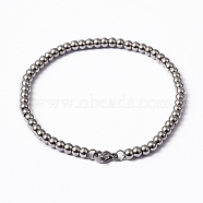 304 Stainless Steel Ball Chain Bracelets, with Lobster Claw Clasps, Stainless Steel Color, 7-1/2 inch(190mm)(BJEW-L575-01)