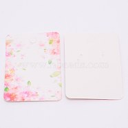 White Cardboard Earring Display Cards, Rectangle with Flower Pattern, Pink, 2-7/8x2 inch(7.2x5.1cm)(DIY-WH0209-23)
