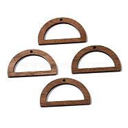 Walnut Wood Pendants, Half Round/Semicircle, Camel, 20.5x35x2mm, Hole: 2mm(WOOD-S054-43)