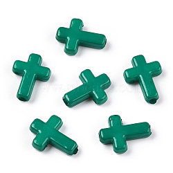 Opaque Acrylic Beads, Cross, Sea Green, 16x12x4.5mm, about 1230pcs/500g(SACR-436-C26-01)