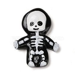 Skeleton Halloween Opaque Resin Decoden Cabochons, Halloween Jewelry Craft, Black, 33.5x25x9mm(RESI-R446-01E)