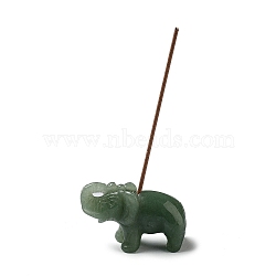 Natural Green Aventurine Incense Burners, Incense Holders, Home Office Teahouse Zen Buddhist Supplies, Elephant, 33x51x20mm, Hole: 2mm(AJEW-M226-01C)