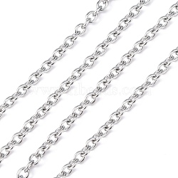 Tarnish Resistant 3.28 Feet 304 Stainless Steel Cable Chains, Unwelded, Oval, Stainless Steel Color, 4x3x0.8mm(X-CHS-R008-12)