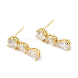 Rack Plating Brass Teardrop Stud Earrings with Crystal Rhinestone for Women, Long-Lasting Plated, Lead Free & Cadmium Free, Real 18K Gold Plated, 20x6mm(EJEW-D059-11G)