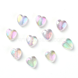 Eco-Friendly Transparent Acrylic Beads, Dyed, AB Color, Heart, Clear AB, 8x8x3mm, Hole: 1.5mm, 100pcs/bag(TACR-YW0001-06)