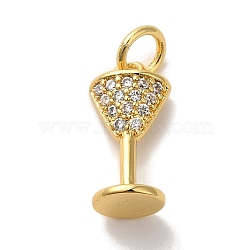 Brass Micro Pave Cubic Pendants, Real 18K Gold Plated, Martini Charms, Wine Glass Charms, Cadmium Free & Lead Free, Golden, 14x7x6mm, Hole: 3mm(KK-U027-07G-03)