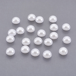 ABS Plastic Imitation Pearl Cabochons, Half Round, White, 7x3.5mm(SACR-S738-7mm-Z9)
