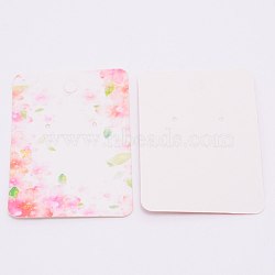 White Cardboard Earring Display Cards, Rectangle with Flower Pattern, Pink, 2-7/8x2 inch(7.2x5.1cm)(DIY-WH0209-23)