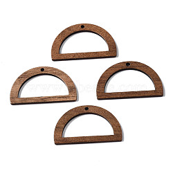 Walnut Wood Pendants, Half Round/Semicircle, Camel, 20.5x35x2mm, Hole: 2mm(WOOD-S054-43)