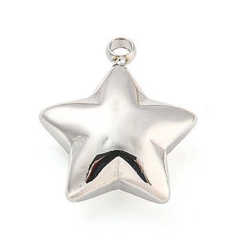 Non-Tarnish 304 Stainless Steel Charms, Star Charm, Stainless Steel Color, 11x10x4mm, Hole: 1mm