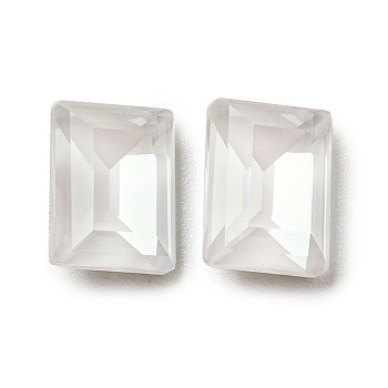 Glass Rhinestone Cabochons, Point Back & Back Plated, Faceted, Rectangle, Crystal, 8x6x4mm