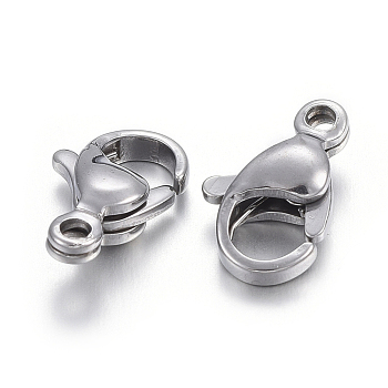304 Stainless Steel Lobster Claw Clasps, Parrot Trigger Clasps, Stainless Steel Color, 11x7x3.5mm, Hole: 1.4mm