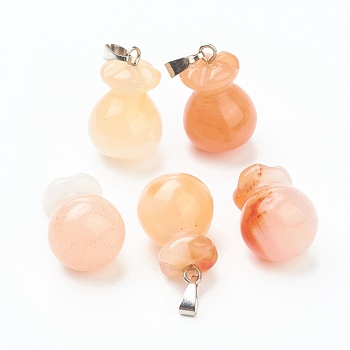 Natural Carnelian Pendants, with Platinum Brass Findings, Lucky Bag, 20.5x13mm, Hole: 2.5x6mm