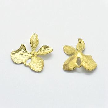 Brass Links connectors, Lead Free & Cadmium Free & Nickel Free, Flower, Raw(Unplated), 16.5x17x2mm, Hole: 2.5mm and 3mm