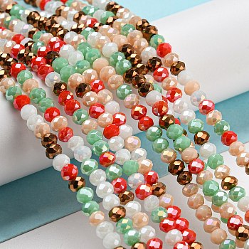 Glass Beads Strands, Faceted, Rondelle, Pale Green, 4x3mm, Hole: 0.4mm, about 123~127pcs/strand, 15.75~16.5 inch(40~42cm)