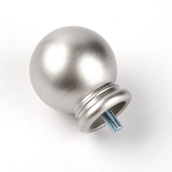 ABS Plastic Curtain Rod Head, Round, Silver, 49x34mm, Pin: 5mm