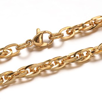 304 Stainless Steel Rope Chain Bracelets, with Lobster Clasps, Golden, 8-1/2 inch(215mm), 4mm