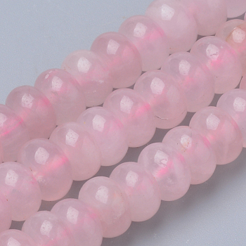 Natural Rose Quartz Beads Strands, Rondelle, 8~8.5x4.5~5mm, Hole: 1mm, about 80pcs/strand, 16.3 inch