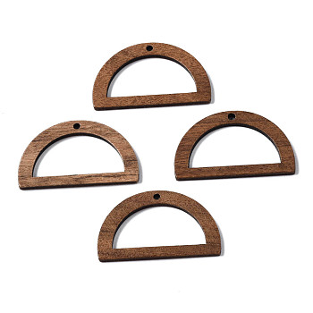 Walnut Wood Pendants, Half Round/Semicircle, Camel, 20.5x35x2mm, Hole: 2mm
