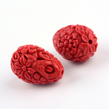 Perles de cinabre de fleurs sculptées(CARL-Q004-53)-2
