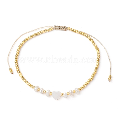 Natural Shell & Pearl & Seed Braided Bead Bracelets(BJEW-JB09720)-3