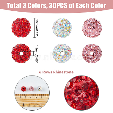 Hobbiesay 90pcs 3 couleurs perles de strass en argile polymère(RB-HY0001-02)-2