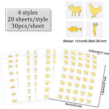 olycraft 80 feuilles 4 autocollants de repas de carotte(DIY-OC0008-68A)-3