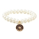 Bracelet extensible en perles d'imitation de verre avec breloques en alliage d'émail(BJEW-JB09556)-3